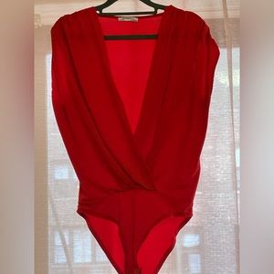 Red Zara low cut body suit